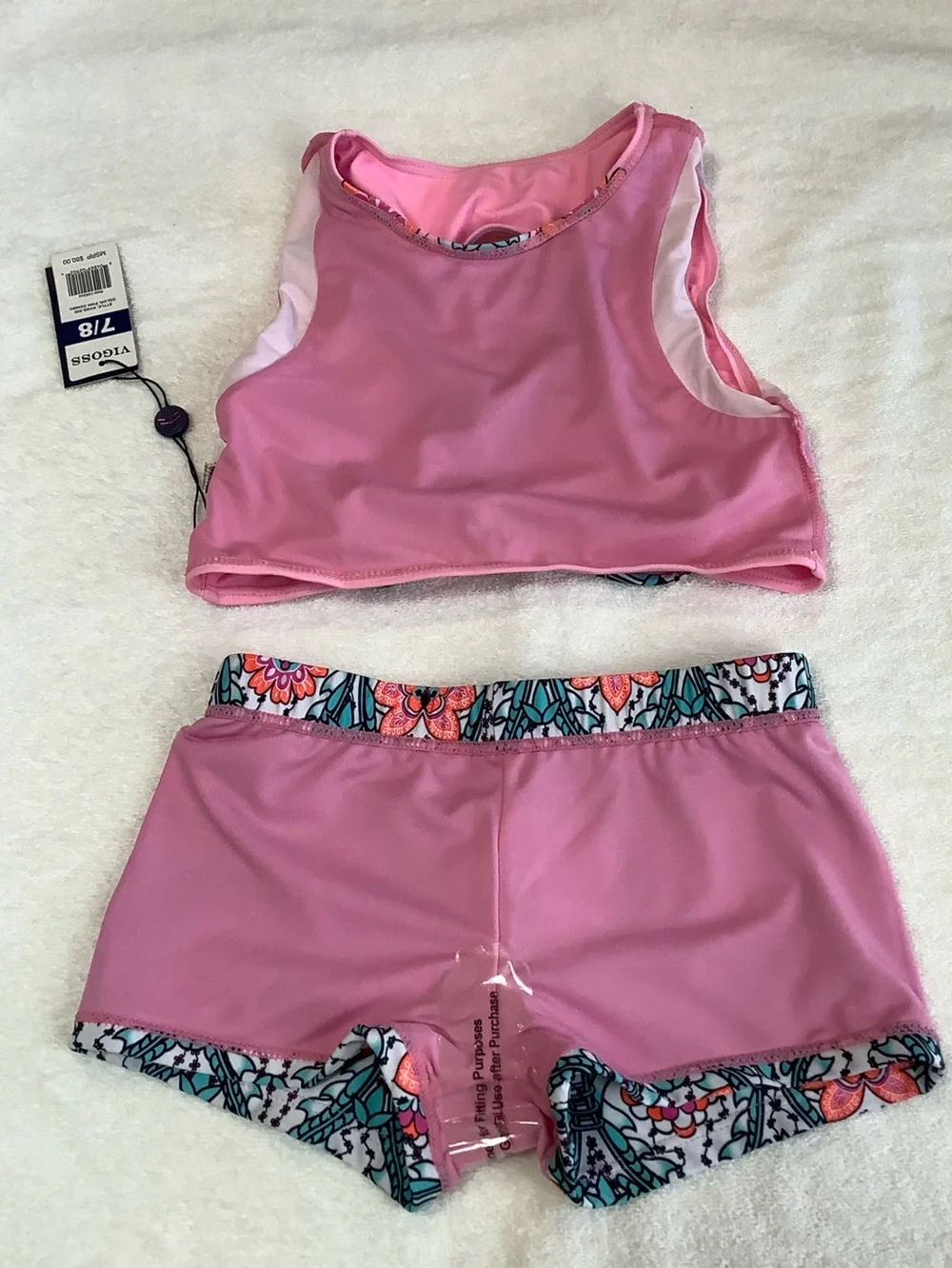 NWT Vigoss 7/8 2pc swim, cap sleeve top, boy‎ short